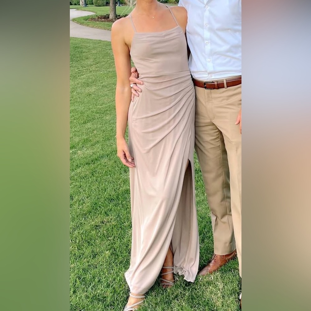Azazie One Shoulder Beige Dress